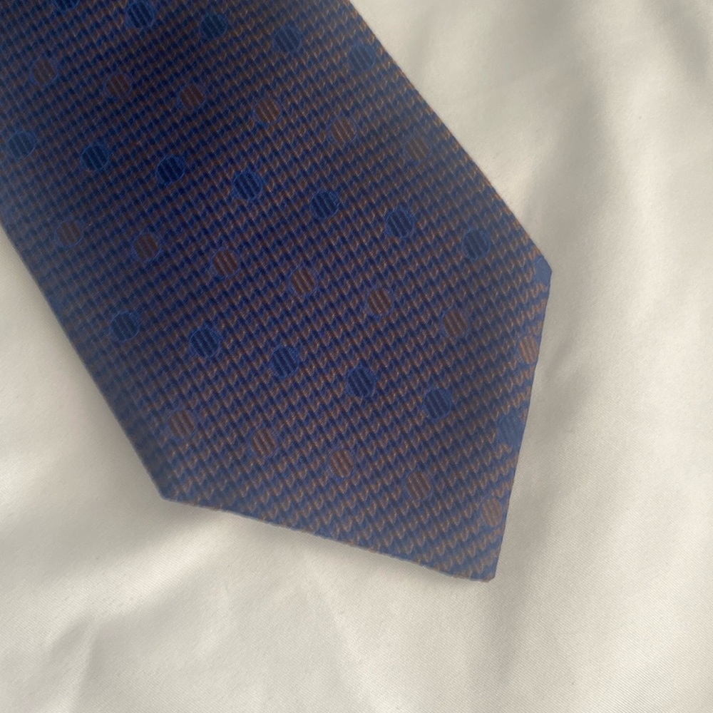 Authentic Dior Signature Blue and Brown Silk Ties for Business Elegance